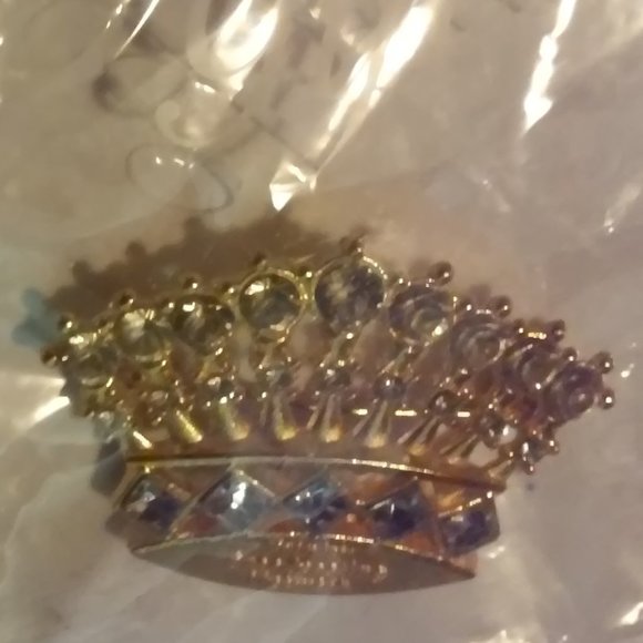 TBN Collectable Pin Brooch In Original Package Never Worn Gold 23 Stones 2" x 1" - Picture 2 of 3